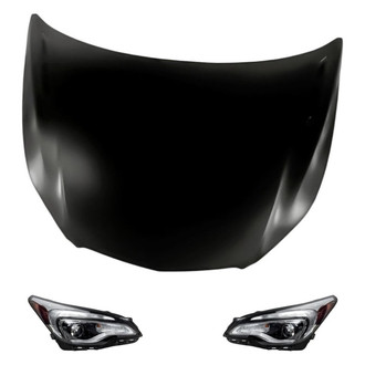 Replacement BNDL-217484 - 3-Piece Kit (Driver and Passenger Side Headlights, Hood Panel) (Standard Line)