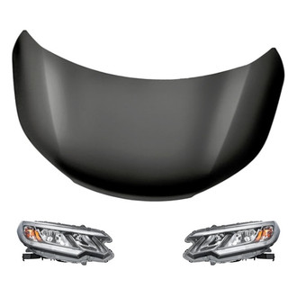 Replacement - 3-Piece Kit (Driver and Passenger Side Headlights, Hood Panel) (Standard Line)
