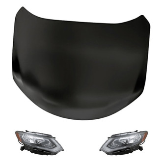 Replacement - 3-Piece Kit (Driver and Passenger Side Headlights, Hood Panel) (Standard Line)