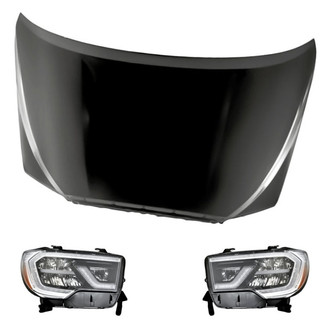 Replacement - 3-Piece Kit (Driver and Passenger Side Headlights, Hood Panel) (Standard Line)
