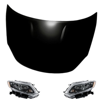 Replacement - 3-Piece Kit (Driver and Passenger Side Headlights, Hood Panel) (Standard Line)