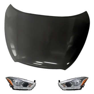 Replacement - 3-Piece Kit (Driver and Passenger Side Headlights, Hood Panel) (Standard Line)