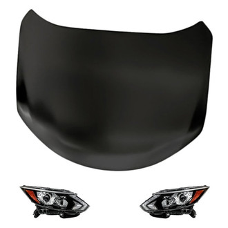 Replacement - 3-Piece Kit (Driver and Passenger Side Headlights, Hood Panel) (Standard Line)