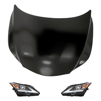 Replacement - 3-Piece Kit (Driver and Passenger Side Headlights, Hood Panel) (Standard Line)