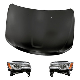 Replacement - 3-Piece Kit (Driver and Passenger Side Headlights, Hood Panel) (Standard Line)
