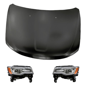 Replacement - 3-Piece Kit (Driver and Passenger Side Headlights, Hood Panel) (Standard Line)