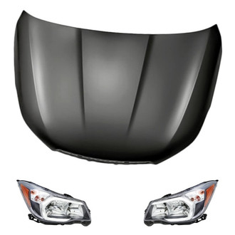 Replacement - 3-Piece Kit (Driver and Passenger Side Headlights, Hood Panel) (CAPA Certified)