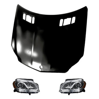 Replacement - 3-Piece Kit (Driver and Passenger Side Headlights, Hood Panel) (CAPA Certified)