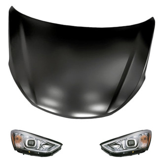 Replacement - 3-Piece Kit (Driver and Passenger Side Headlights, Hood Panel) (Standard Line)
