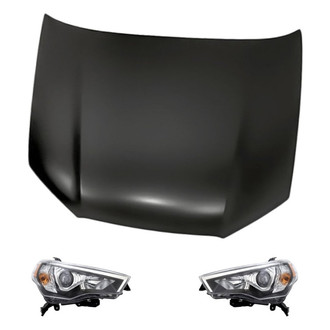 Replacement - 3-Piece Kit (Driver and Passenger Side Headlights, Hood Panel) (CAPA Certified)
