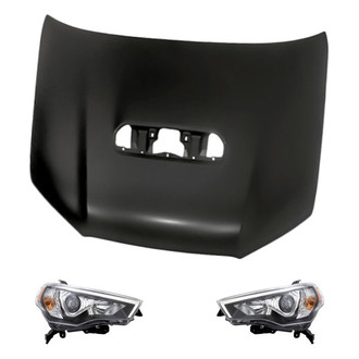 Replacement - 3-Piece Kit (Driver and Passenger Side Headlights, Hood Panel) (CAPA Certified)