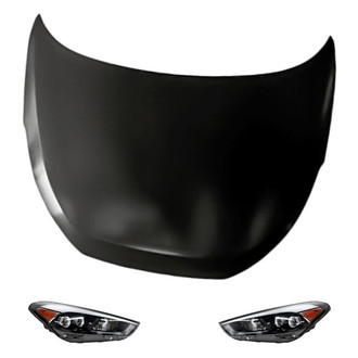 Replacement - 3-Piece Kit (Driver and Passenger Side Headlights, Hood Panel) (CAPA Certified)