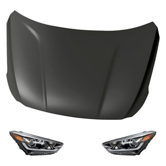Replacement - 3-Piece Kit (Driver and Passenger Side Headlights, Hood Panel) (Standard Line)