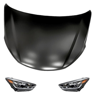 Replacement - 3-Piece Kit (Driver and Passenger Side Headlights, Hood Panel) (Standard Line)