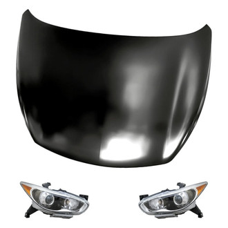 Replacement - 3-Piece Kit (Driver and Passenger Side Headlights, Hood Panel) (CAPA Certified)