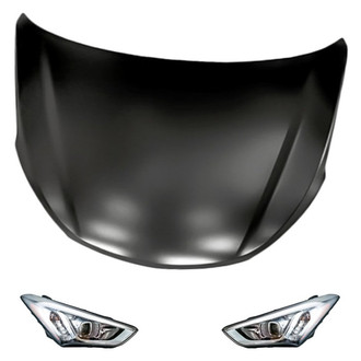 Replacement - 3-Piece Kit (Driver and Passenger Side Headlights, Hood Panel) (Standard Line)