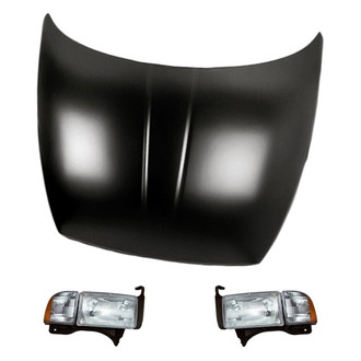 Replacement - 3-Piece Kit (Driver and Passenger Side Headlights, Hood Panel) (Standard Line)