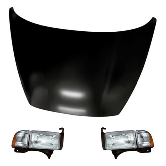 Replacement - 3-Piece Kit (Driver and Passenger Side Headlights, Hood Panel) (Standard Line)