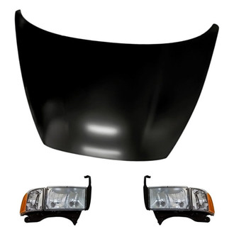 Replacement - 3-Piece Kit (Driver and Passenger Side Headlights, Hood Panel) (Standard Line)