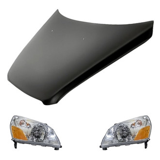 Replacement - 3-Piece Kit (Driver and Passenger Side Headlight Lenses and Housings, Hood Panel)