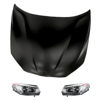 Replacement BNDL-218267 - 3-Piece Kit (Driver and Passenger Side Headlights, Hood Panel) (CAPA Certified)