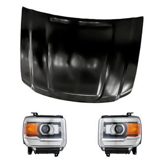 Replacement - 3-Piece Kit (Driver and Passenger Side Headlights, Hood Panel) (CAPA Certified)