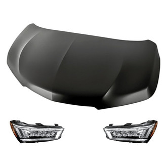 Replacement - 3-Piece Kit (Driver and Passenger Side Headlights, Hood Panel) (CAPA Certified)