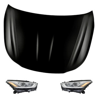 Replacement - 3-Piece Kit (Driver and Passenger Side Headlights, Hood Panel) (CAPA Certified)