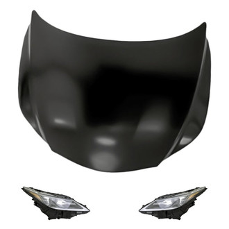 Replacement - 3-Piece Kit (Driver and Passenger Side Headlights, Hood Panel) (CAPA Certified)