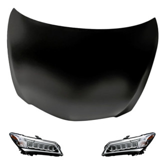 Replacement - 3-Piece Kit (Driver and Passenger Side Headlights, Hood Panel) (CAPA Certified)