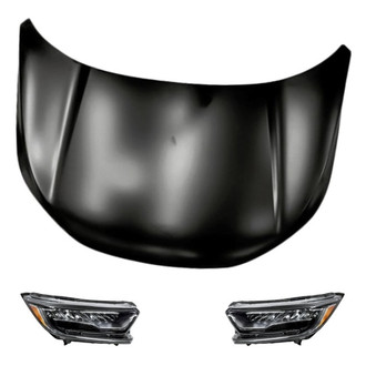Replacement - 3-Piece Kit (Driver and Passenger Side Headlights, Hood Panel) (CAPA Certified)