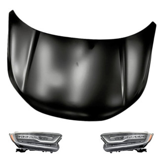 Replacement - 3-Piece Kit (Driver and Passenger Side Headlights, Hood Panel) (CAPA Certified)