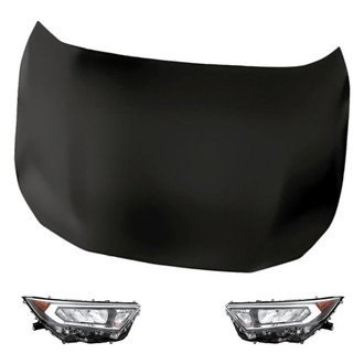 Replacement - 3-Piece Kit (Driver and Passenger Side Headlights, Hood Panel) (CAPA Certified)