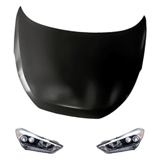Replacement - 3-Piece Kit (Driver and Passenger Side Headlights, Hood Panel)