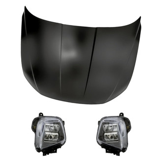 Replacement - 3-Piece Kit (Driver and Passenger Side Headlights, Hood Panel) (CAPA Certified)