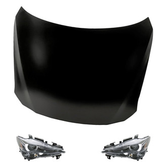 Replacement - 3-Piece Kit (Driver and Passenger Side Headlights, Hood Panel) (CAPA Certified)