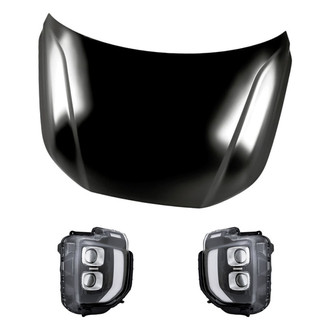 Replacement - 3-Piece Kit (Driver and Passenger Side Headlights, Hood Panel) (CAPA Certified)