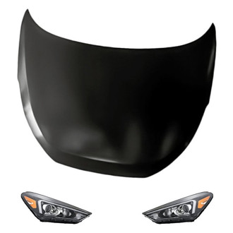 Replacement - 3-Piece Kit (Driver and Passenger Side Headlights, Hood Panel) (CAPA Certified)