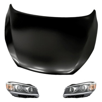 Replacement - 3-Piece Kit (Driver and Passenger Side Headlights, Hood Panel) (CAPA Certified)