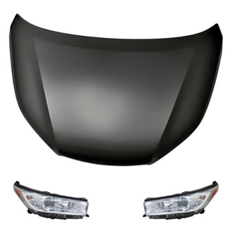 Replacement - 3-Piece Kit (Driver and Passenger Side Headlights, Hood Panel) (CAPA Certified)