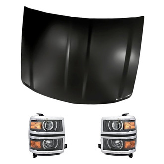 Replacement - 3-Piece Kit (Driver and Passenger Side Headlights, Hood Panel) (CAPA Certified)
