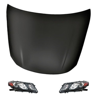Replacement - 3-Piece Kit (Driver and Passenger Side Headlights, Hood Panel) (CAPA Certified)