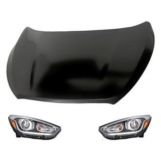 Replacement - 3-Piece Kit (Driver and Passenger Side Headlights, Hood Panel) (CAPA Certified)