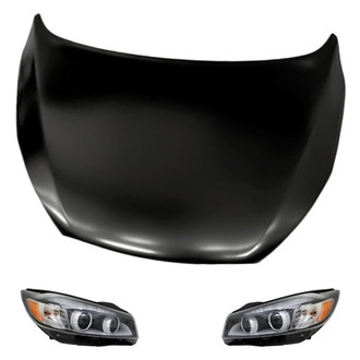 Replacement - 3-Piece Kit (Driver and Passenger Side Headlights, Hood Panel) (CAPA Certified)