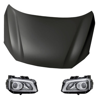 Replacement - 3-Piece Kit (Driver and Passenger Side Headlights, Hood Panel) (CAPA Certified)