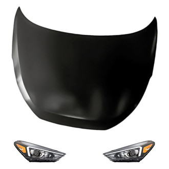 Replacement - 3-Piece Kit (Driver and Passenger Side Headlights, Hood Panel) (CAPA Certified)