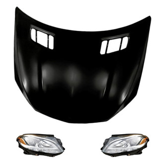 Replacement - 3-Piece Kit (Driver and Passenger Side Headlights, Hood Panel) (CAPA Certified)
