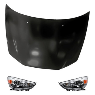 Replacement - 3-Piece Kit (Driver and Passenger Side Headlights, Hood Panel) (CAPA Certified)