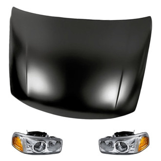 Replacement - 3-Piece Kit (Driver and Passenger Side Headlights, Hood Panel) (CAPA Certified)