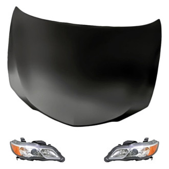 Replacement - 3-Piece Kit (Driver and Passenger Side Headlights, Hood Panel) (CAPA Certified)